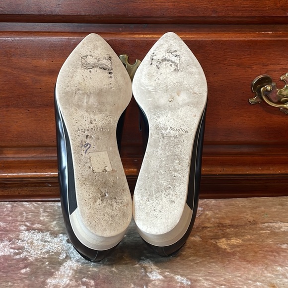 ACNE STUDIOS Leather Black Laser Cut Pointed Toe 2Tone Wedge Loafers $650 EUC 11 - Picture 8 of 10